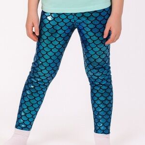 New Kids Mermaid Leggings Iridescent Shiny Shimmer Blue Purple Green Aqua Sz 4-6